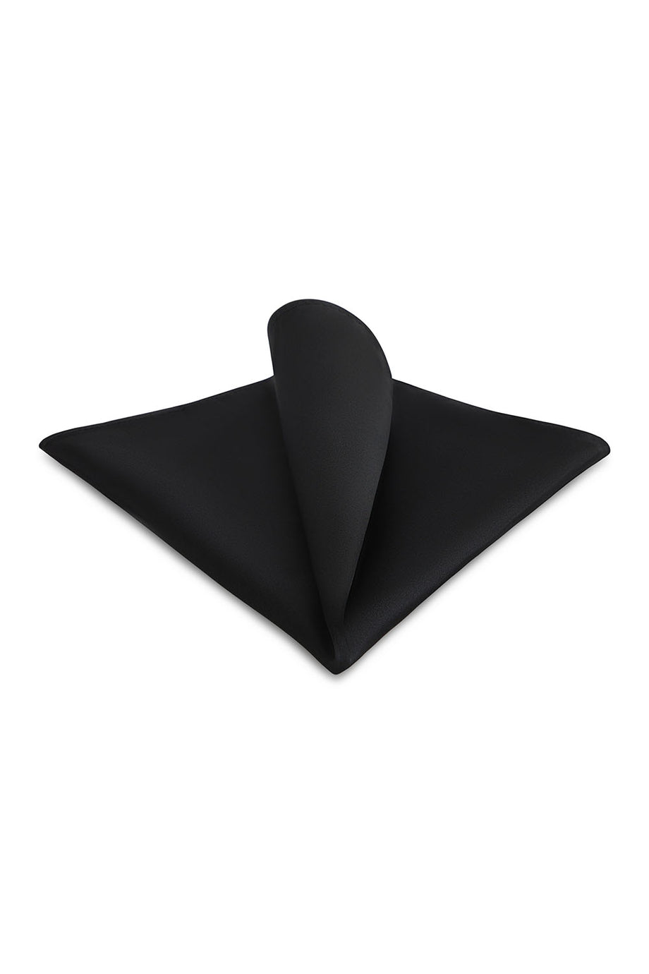 Allure Men Black Solid Satin Silk Pocket Square