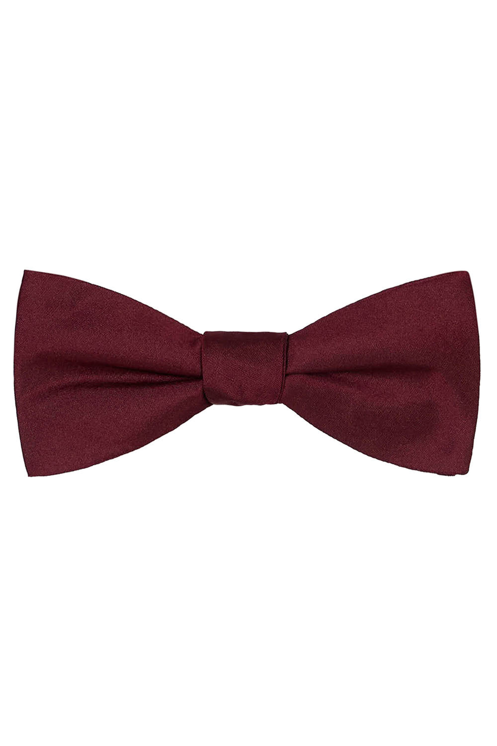 Allure Men Burgundy Solid Satin Silk Bow Tie