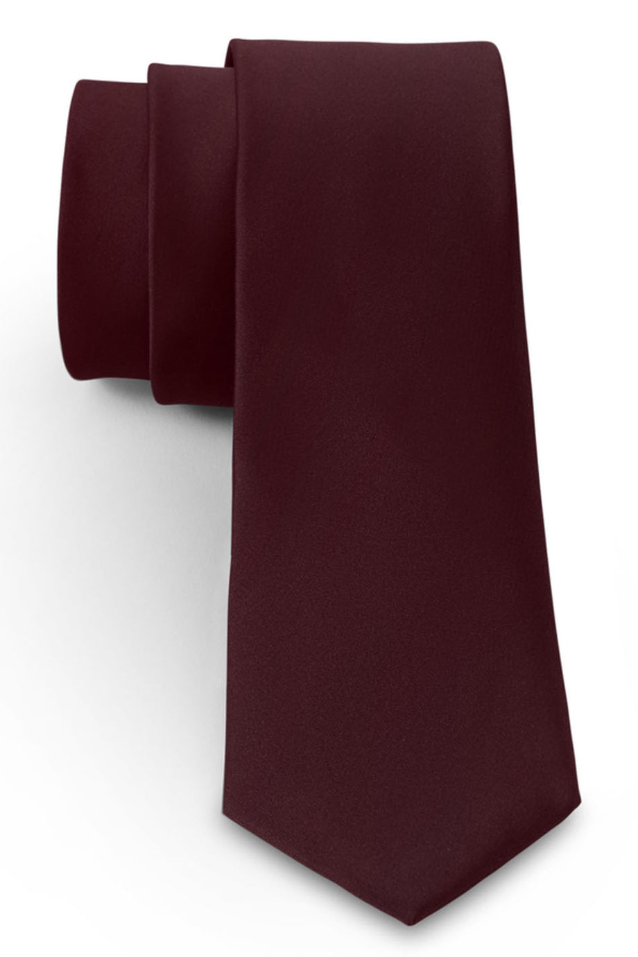Allure Men Burgundy Solid Satin Silk Necktie