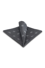 Allure Men Charcoal Floral Medallion Silk Pocket Square