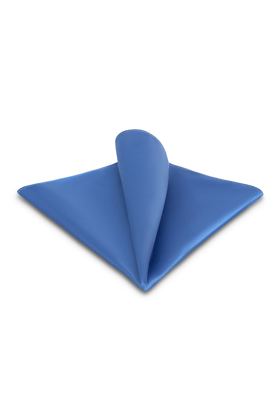 Allure Men Cornflower Solid Satin Silk Pocket Square