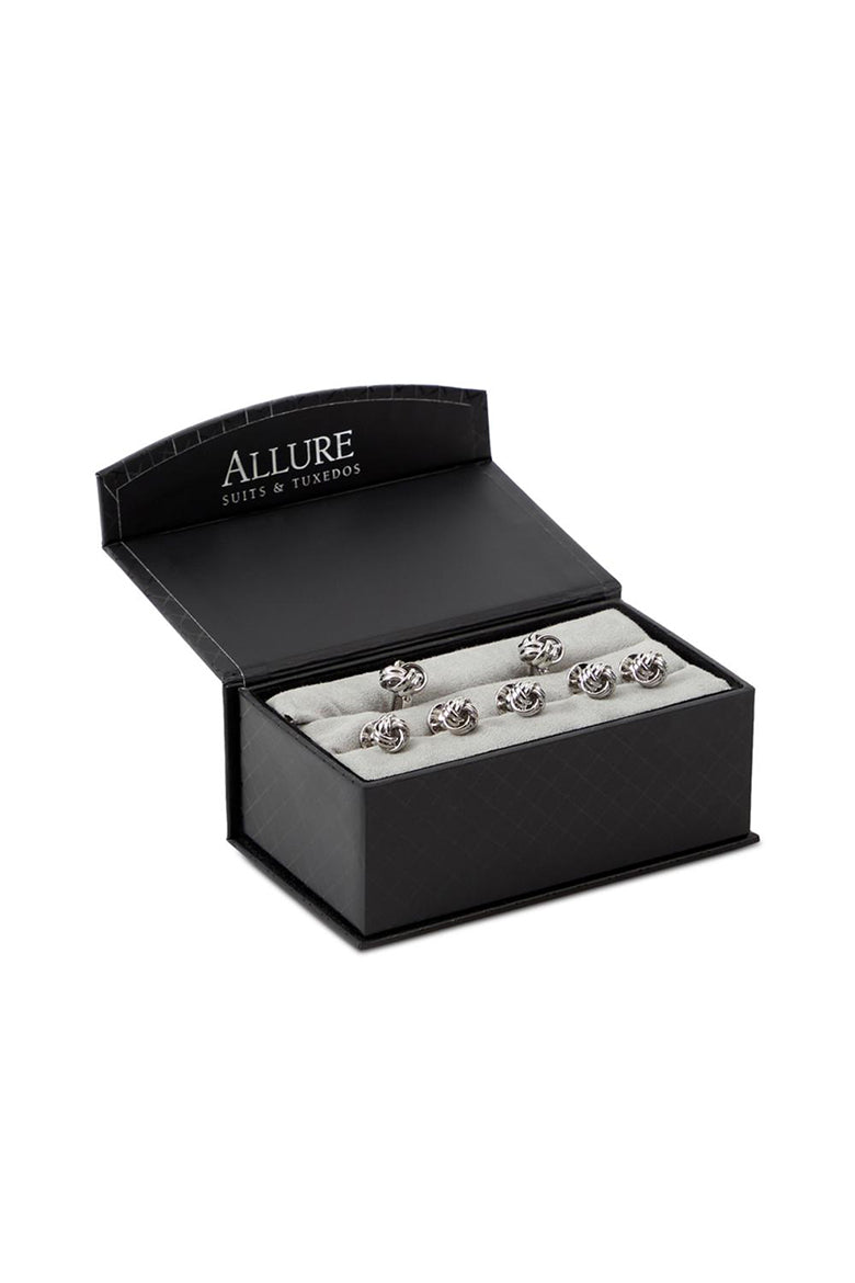 Love Knots Silver Studs and Cufflinks Set