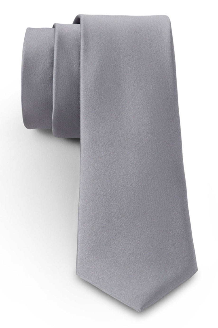 Allure Men Silver Solid Satin Silk Necktie