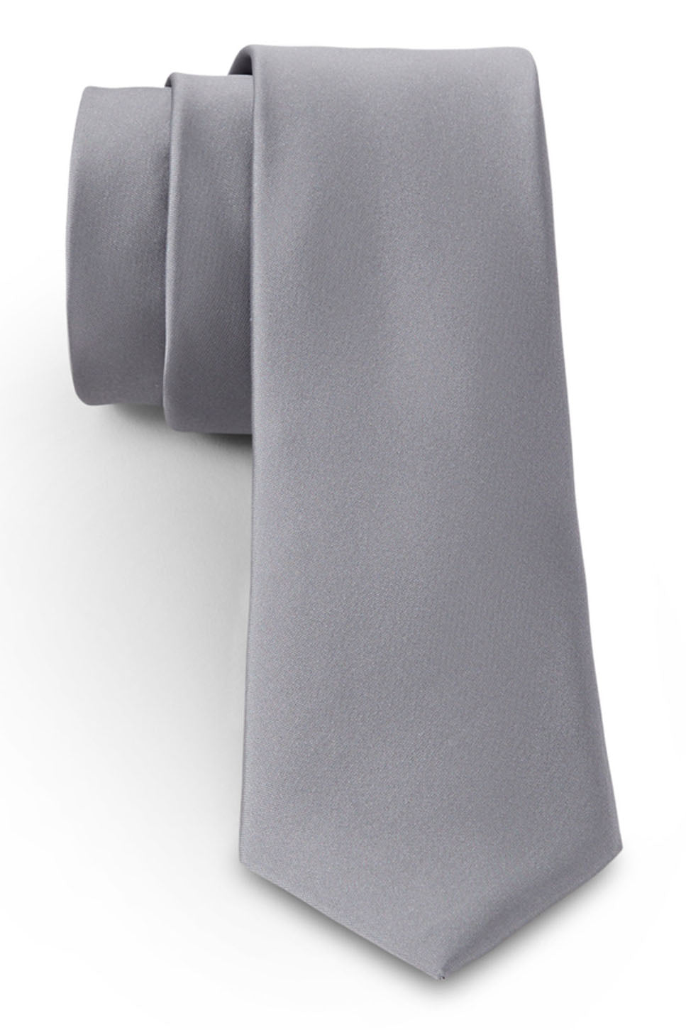 Allure Men Silver Solid Satin Silk Necktie