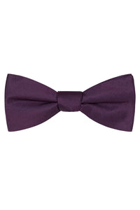 Aubergine Solid Satin Silk Bow Tie