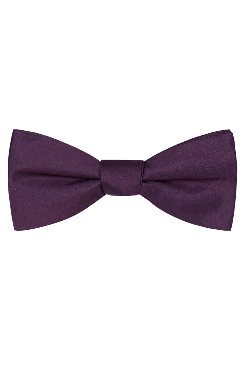 Aubergine Solid Satin Silk Bow Tie
