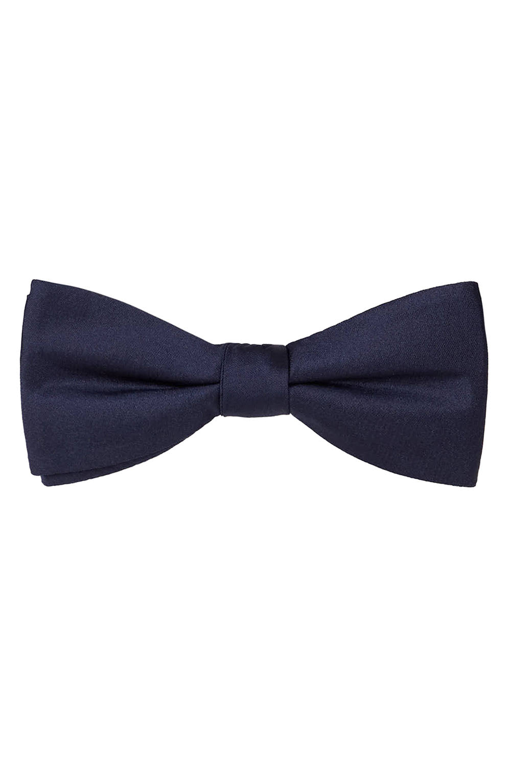 Navy Solid Satin Silk Bow Tie