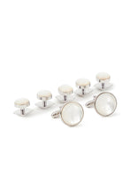 Allure Men White Mother of Pearl in Silver Setting Studs and Cufflinks Set