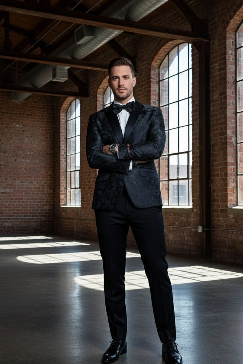"Amsterdam" Black Tuxedo Jacket (Separates)