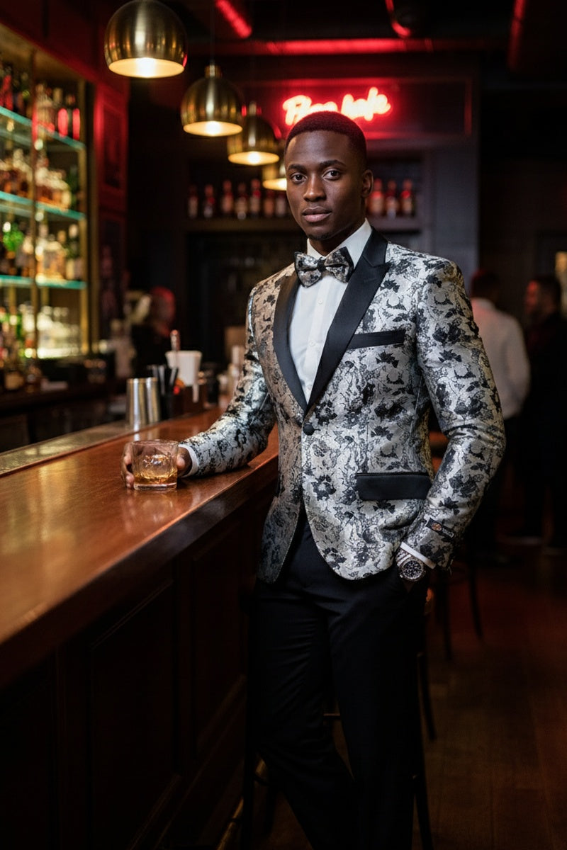"Amsterdam" Silver Tuxedo Jacket (Separates)