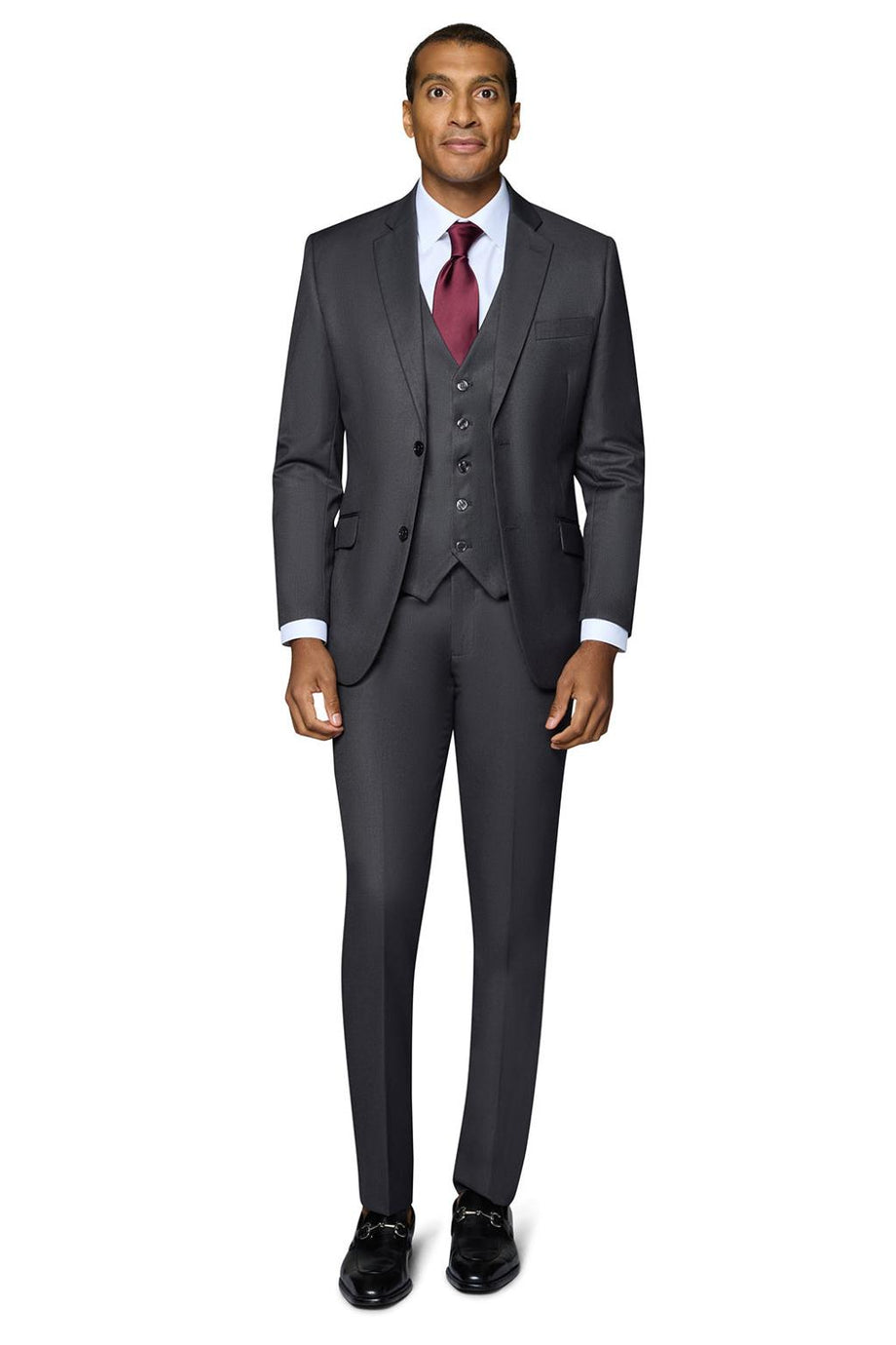 Bergamo Elegant "Ashford" Charcoal 2-Button Notch Suit (3-Piece Set)