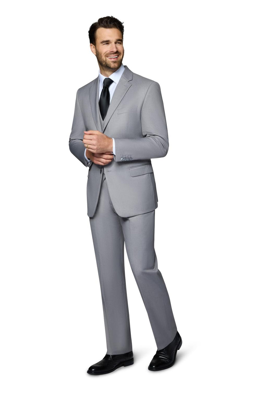 Bergamo Elegant "Ashford" Light Grey 2-Button Notch Suit (3-Piece Set)