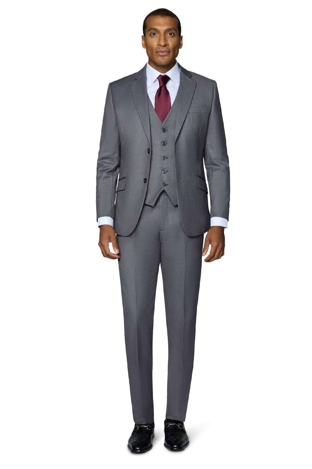 Bergamo Elegant "Ashford" Medium Grey 2-Button Notch Suit (3-Piece Set)