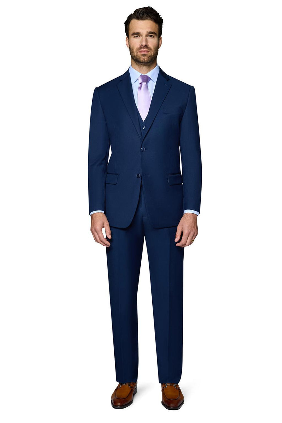 Bergamo Elegant "Ashford" New Blue 2-Button Notch Suit (3-Piece Set)