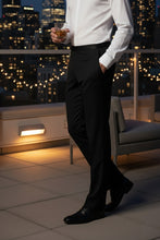 "Regis" Black Super 150's Plain Front Tuxedo Pants