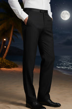 "Regis" Black Super 150's Plain Front Tuxedo Pants