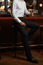 "Regis" Black Super 150's Plain Front Tuxedo Pants