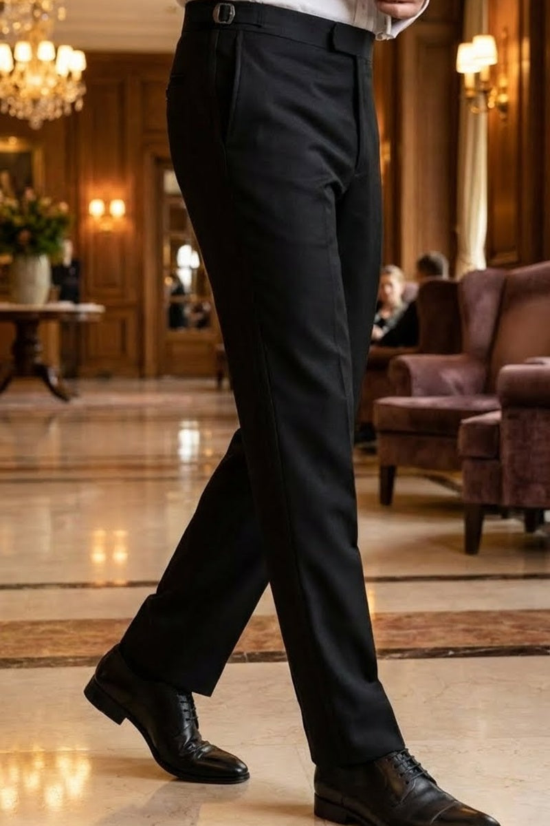 "Christopher" Black Luxury Viscose Blend Tuxedo Pants
