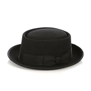 Black Wool Pork Pie Hat - Ferrecci USA 