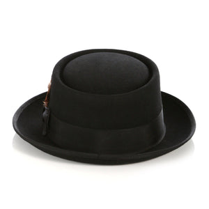 Black Wool Pork Pie Hat - Ferrecci USA 