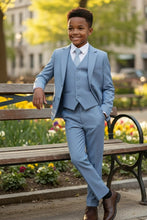 "Liam" Kids Denim Blue Suit (5-Piece Set)
