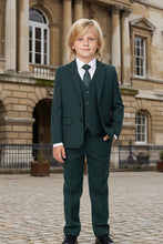 "Liam" Kids Hunter Green Suit (5-Piece Set)