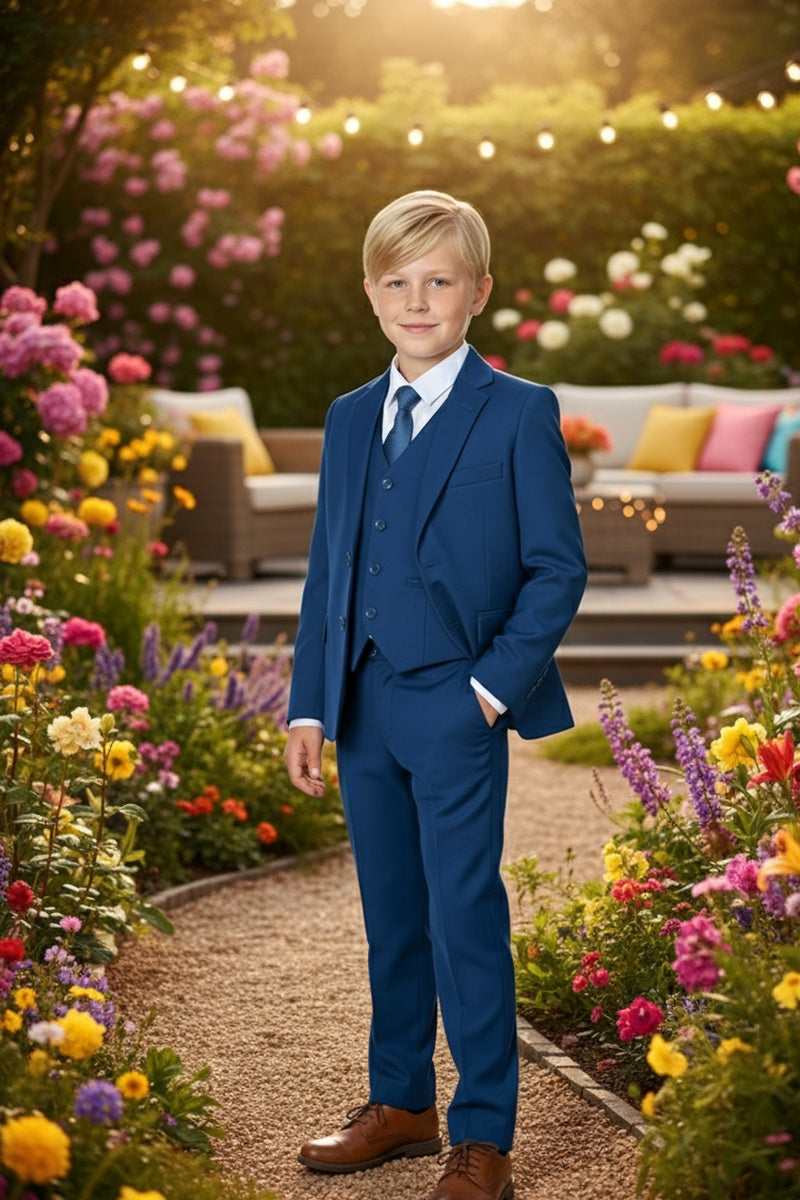 "Liam" Kids Indigo Suit (5-Piece Set)
