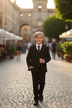 "Liam" Kids Onyx Black Suit (5-Piece Set)