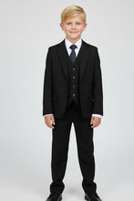 "Liam" Kids Onyx Black Suit (5-Piece Set)