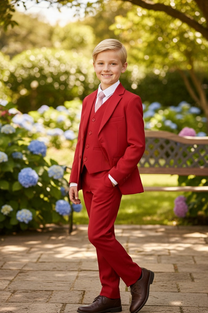 BLACKTIE "Liam" Kids Red Suit (5-Piece Set)