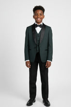 "London" Kids Hunter Green Tuxedo (5-Piece Set)
