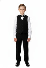 "London" Kids Onyx Black Tuxedo (5-Piece Set)