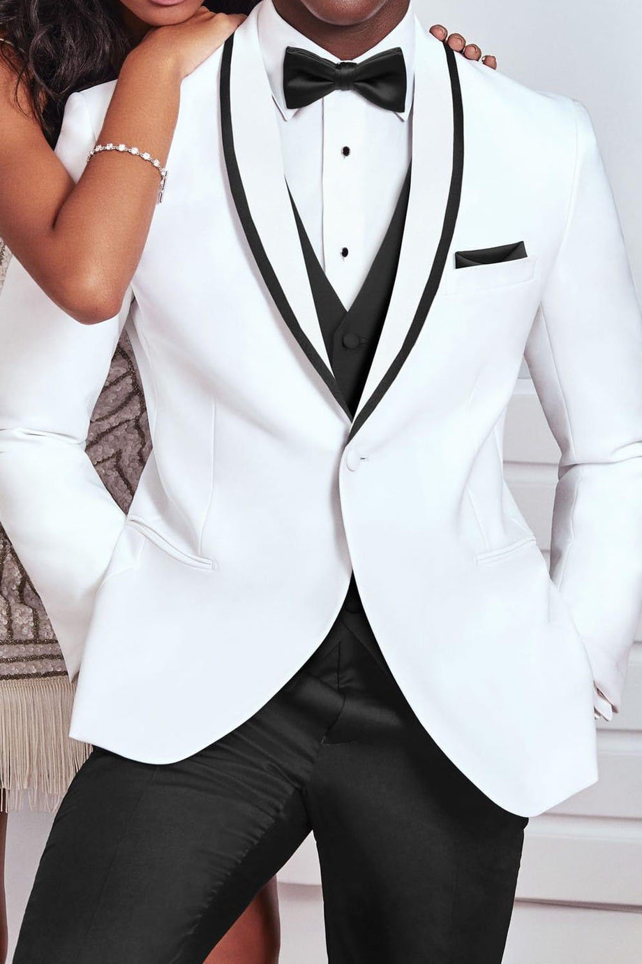 "Xavier" White Tuxedo Jacket