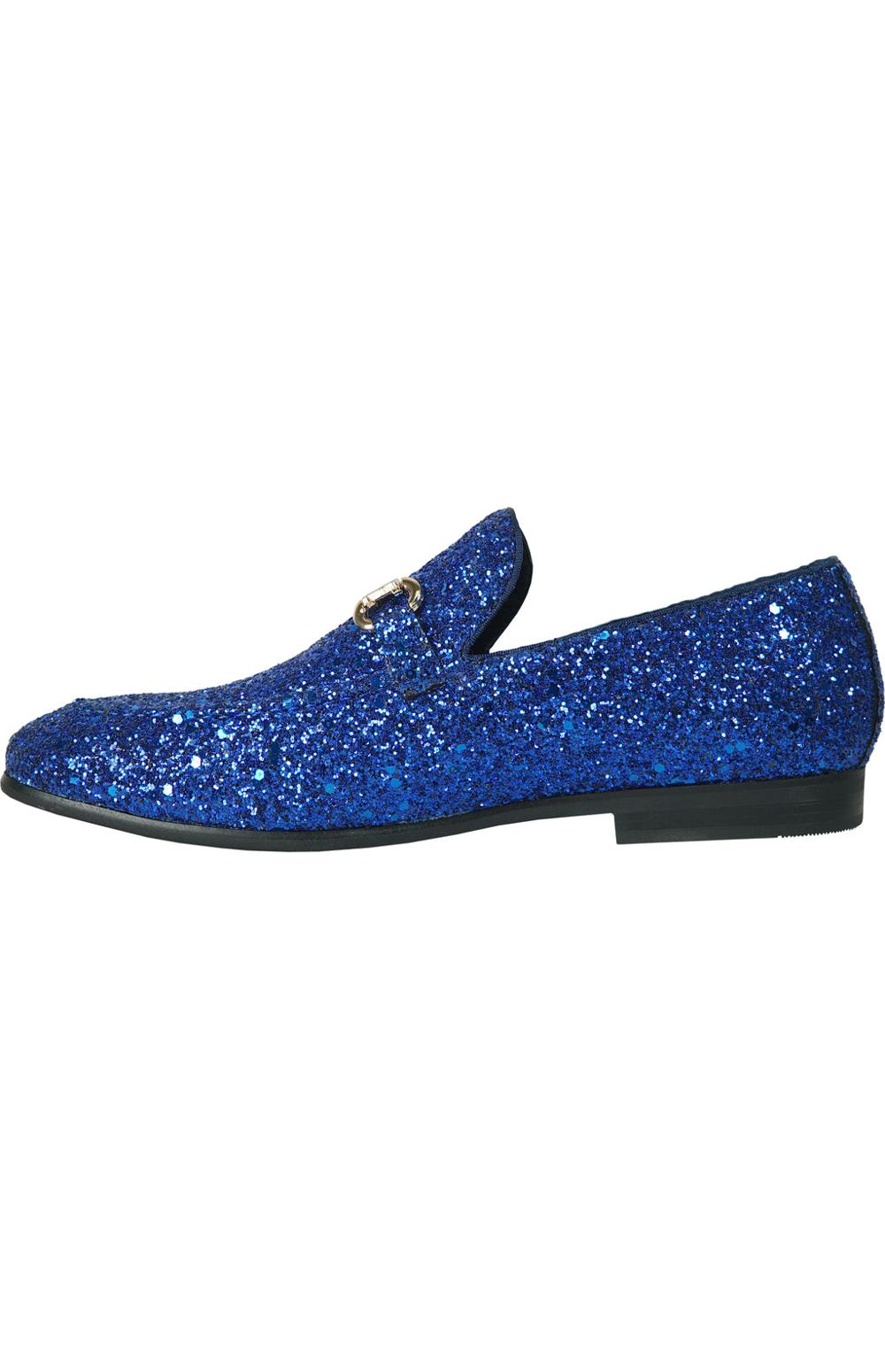 bright blue dress shoes Mens Royal Blue Ultra Spikes Glitter Dress Loafers Shoes After Midnight 6788 S