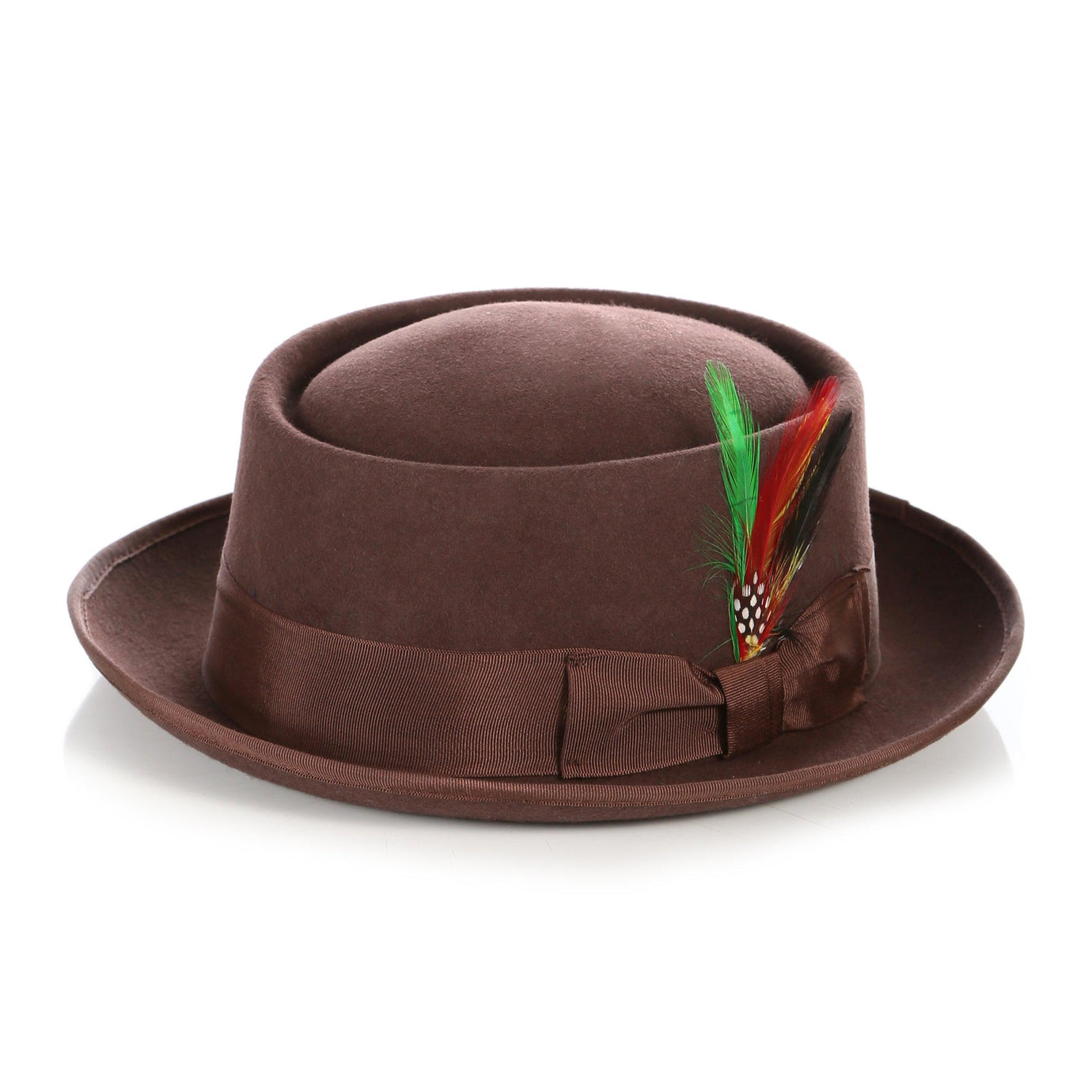Brown Wool Pork Pie Hat - Ferrecci USA 