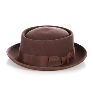 Brown Wool Pork Pie Hat - Ferrecci USA 