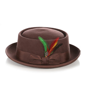 Brown Wool Pork Pie Hat - Ferrecci USA 