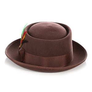 Brown Wool Pork Pie Hat - Ferrecci USA 