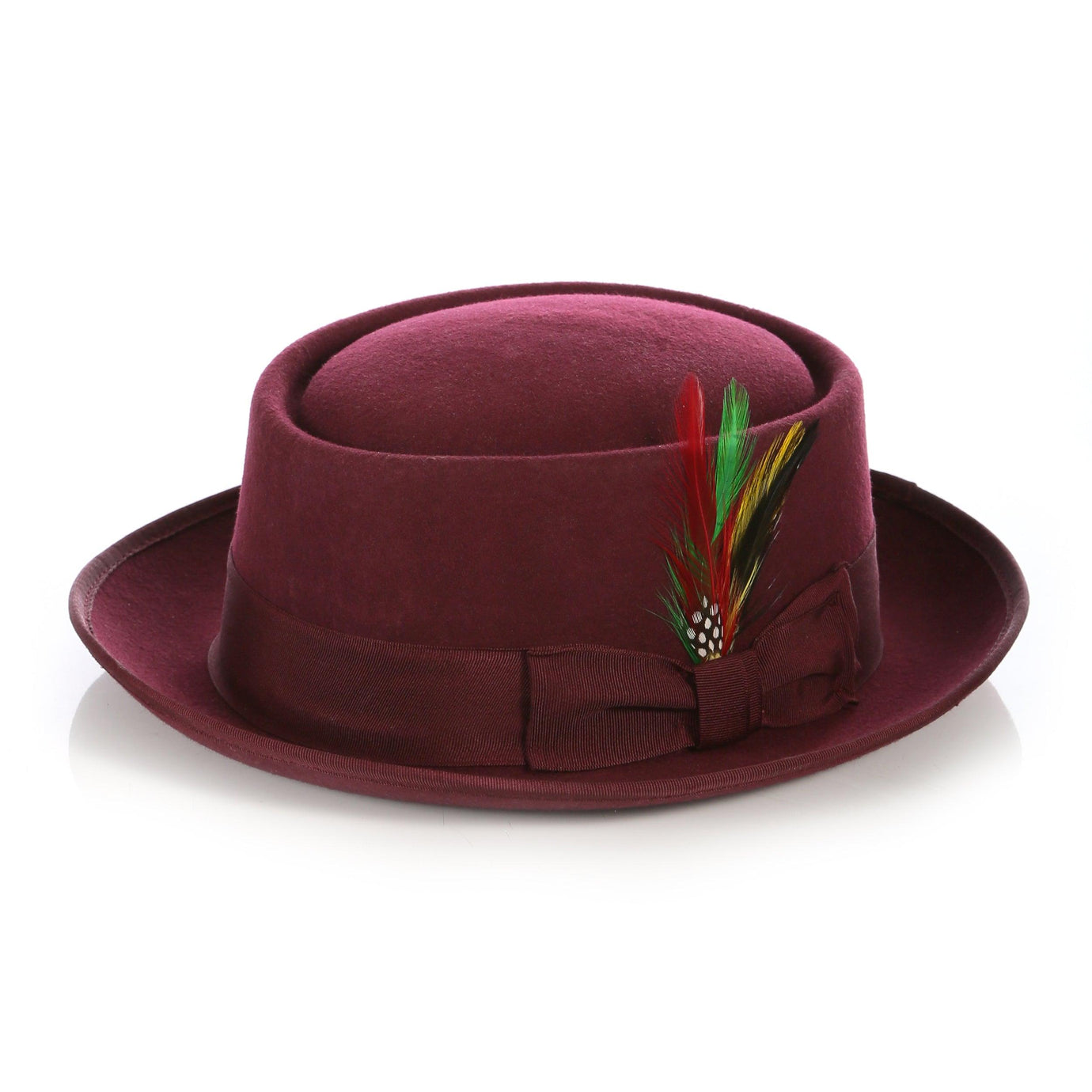 Burgundy Wool Pork Pie Hat - Ferrecci USA 