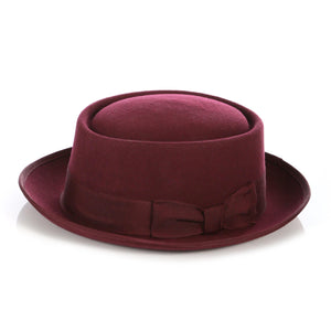 Burgundy Wool Pork Pie Hat - Ferrecci USA 