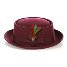 Burgundy Wool Pork Pie Hat - Ferrecci USA 