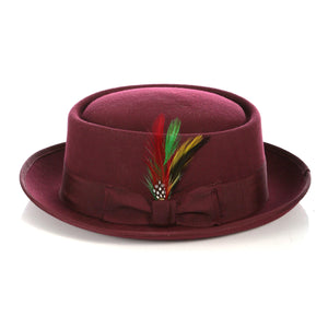 Burgundy Wool Pork Pie Hat - Ferrecci USA 
