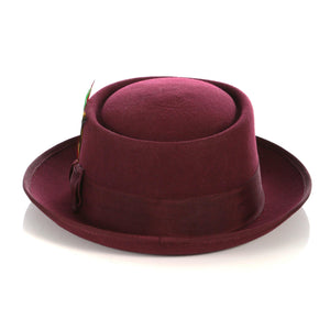 Burgundy Wool Pork Pie Hat - Ferrecci USA 