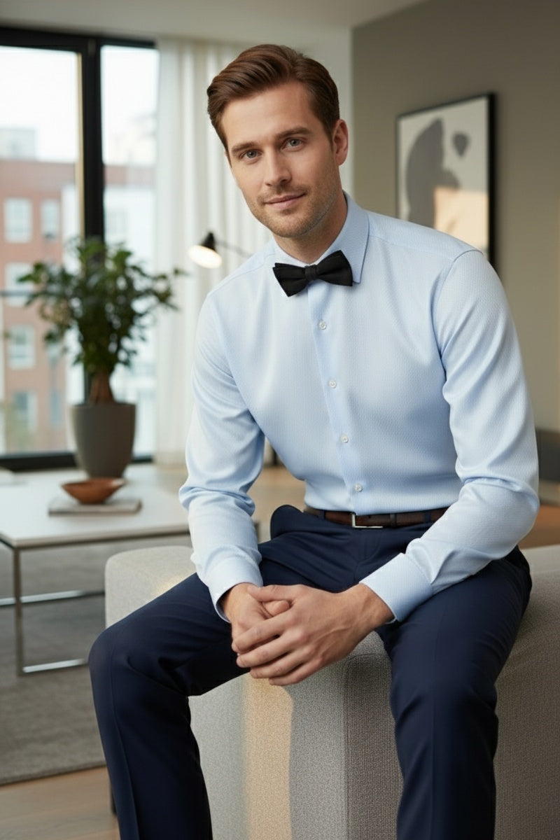 Cardi "Jamison" Blue Twill Spread Collar Dress Shirt