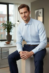 Jamison Blue Twill Spread Collar Dress Shirt Jamison Blue Twill Spread Collar Dress Shirt