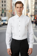 "Charles" White Spread Collar Tuxedo Shirt
