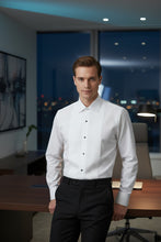 "Charles" White Spread Collar Tuxedo Shirt