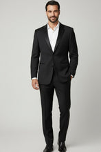 "Claude" Black 2-Button Notch Wool Tuxedo (2-Piece Set)