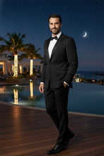 "Claude" Black 2-Button Notch Wool Tuxedo (2-Piece Set)