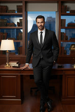 "Claude" Black 2-Button Notch Wool Tuxedo (2-Piece Set)